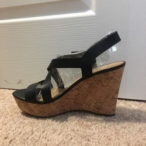 NWT black wedges